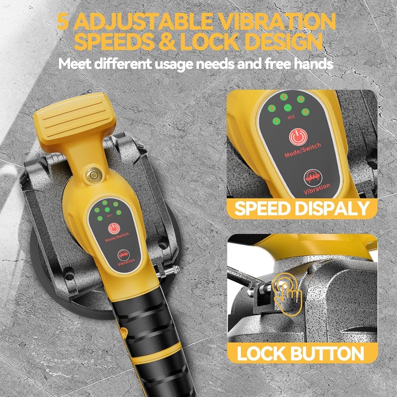 Samvinor Tile Vibration Tool for Dewalt 20V Battery, Cordless Tile Leveling Machine, Tiler Tools with Bubble Level Gauge, Large Suction Cup, 5 Speed, Tile Vibrator for Floor Wall(No Battery) - Image 5